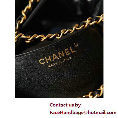 Chanel Shiny Calfskin  &  Gold-Tone Metal CHANEL 22 Mini Handbag AS3980 Black